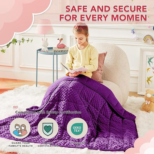 CuteKing Weighted Blanket - 40"x60" 10lbs Minky Dots Heavy Blanket with Glass Beads Soft Breathable for All-Season Summer Fall Winter Thick Comfort for Sleeping