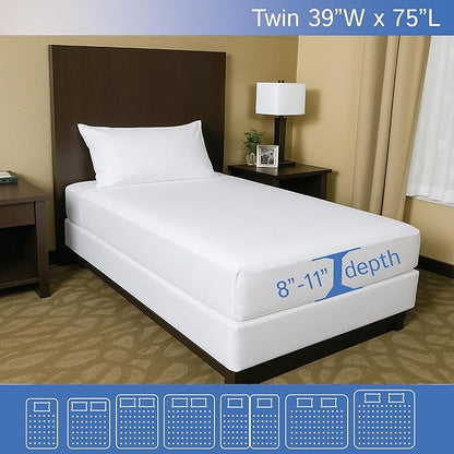 Twin Size Mattress or Box Spring Encasement (8"-11" Depth) Waterproof Zippered Protector Hypoallergenic Premium Single Size Bed Cover Protects from Dust White