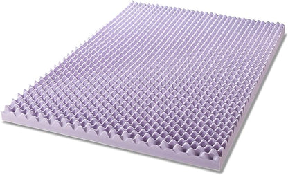 Best Price Mattress 4 Inch Egg Crate Memory Foam Mattress Topper with Soothing Lavender Infusion, CertiPUR-US Certified, Dorm Essentials, Short Queen