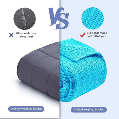 L'AGRATY Knitted Weighted Blanket - 50"x60" 7lbs Cooling Chunky Knit Heavy Blanket for Adults Braided Crochet Throw Thick Cable Yarn Knit Decorative No Beads Evenly Weighted Machine Washable