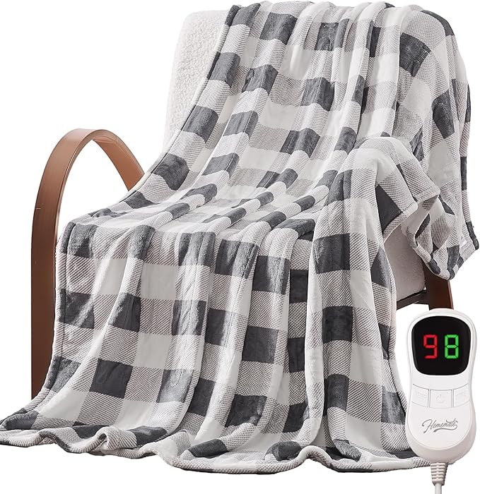 HomeMate Electric Blanket Heated Full Size - 72“x84“ Ultra Soft Cozy Flannel Heating Blanket with 10 Fast Heat Levels 8 Hours Auto Off Over-Heated Protection ETL Certification Keep Warm in Home Office