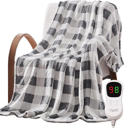 Homemate Electric Blanket Heated Queen Size - 84“x90“ Ultra Soft Cozy Flannel Heating Blanket with 10 Fast Heat Levels 8 Hours Auto Off Over-Heated Protection ETL Certification Keep Warm in Home