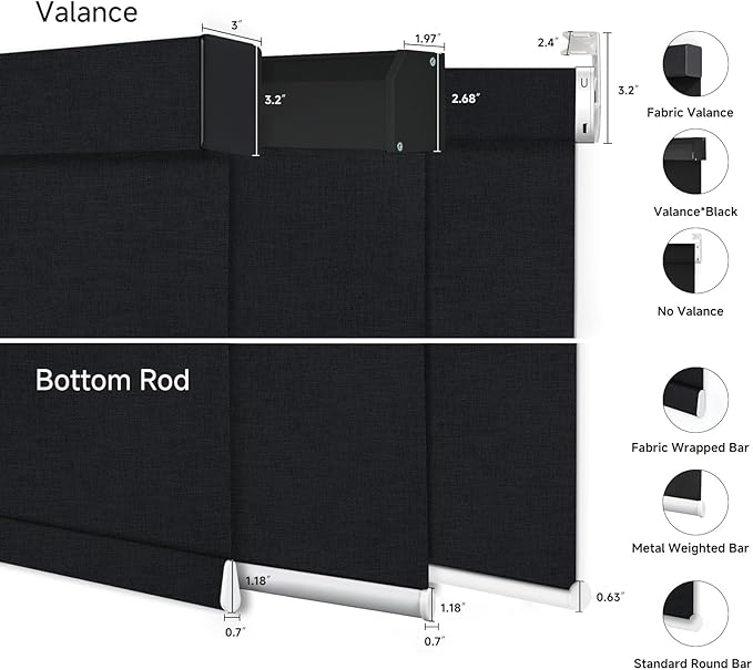 Motorized Blinds with Remote, Custom Automatic Electric Blackout Smart Blinds for Windows, Motorized Window Roller Shades Compatible with Alexa Google for Home Office, Luxury Black