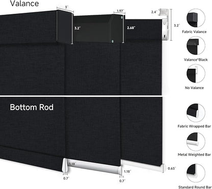 Motorized Blinds with Remote, Custom Automatic Electric Blackout Smart Blinds for Windows, Motorized Window Roller Shades Compatible with Alexa Google for Home Office, Luxury Black