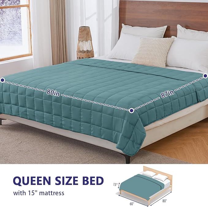 yescool King Size Weighted Blanket for Adults (30 lbs, 80” x 87”, Teal) Cooling Heavy Blanket for Sleeping Perfect for 290-310 lbs, Breathable Blanket for Adults & Couple All Season, Machine Washable