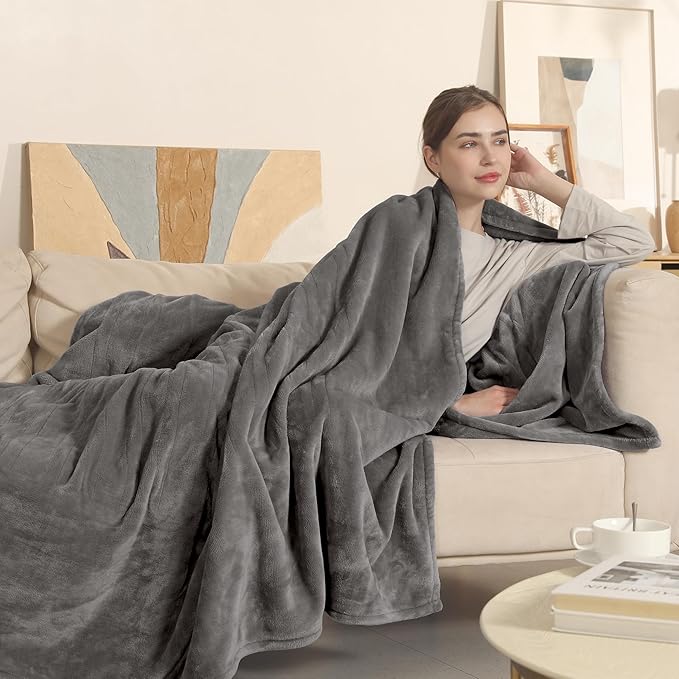 Electric Blanket Heated Blanket Full Size, Super Soft Cozy Upgraded Flannel Heating Blanket with 6 Heating Levels & 1-10 Hours Auto Off, ETL & FCC Certification, 72" x 84", Silver Gray