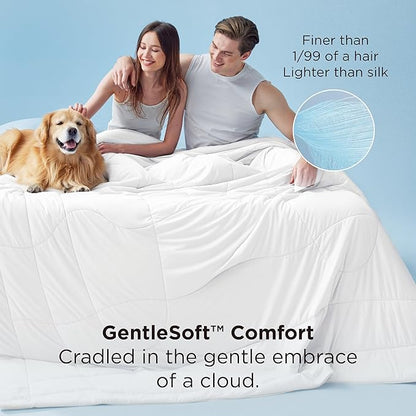 Bedsure Cooling Comforter Full Size - Cooling Blankets for Hot Sleepers, Lightweight Comforter for Summer with Dual-Sided Cool Tech, Soft Breathable Cold Blanket for Sleeping, White, 82x86 Inches