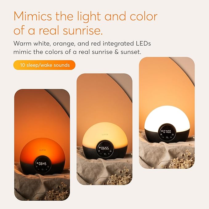 Lumie Bodyclock Glow 150 - Sunrise & Sunset Alarm Clock - Bedside Lamp with Custom Light Duration - Wake-Up, Night & Reading Light - Warm LEDs