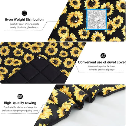 Sunflower Weighted Blanket for Adults 12lbs, 48"x72", Twin Full Size Cooling Heavy Throw Blanket for 110-130lbs, Microfiber Soft Thick Big Blankets Weighted Comforter Gift for Sleeping