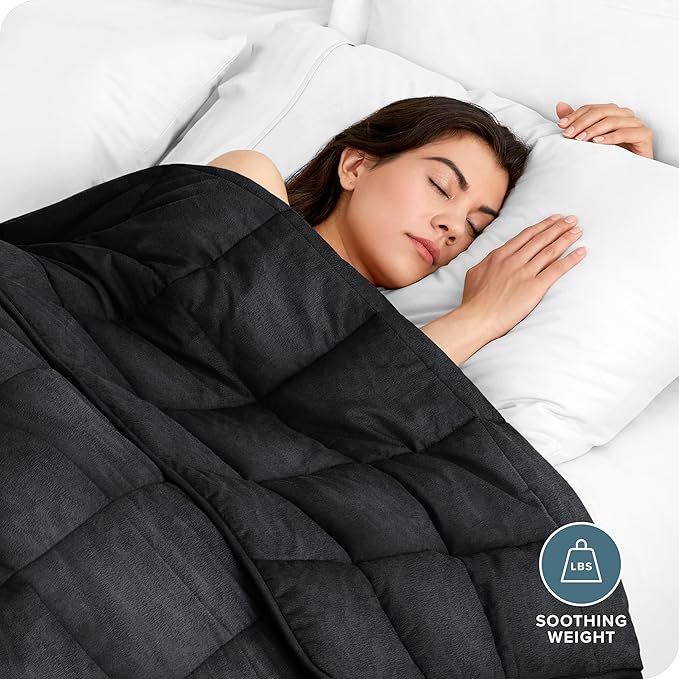 Bare Home Weighted Blanket Queen Size 17lb (60" x 80") for Adults - Minky Fleece - Premium Heavy Blanket Nontoxic Glass Beads (Black, 60"x80")