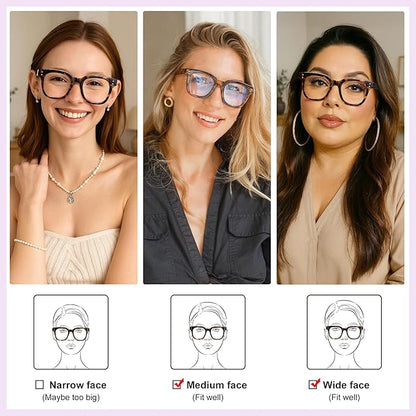 Madison Avenue Oversized Blue Light Blocking Glasses for Women Fashion Blue Light Blockers Anti Eyestrain & UV Protection Computer Eyeglasses (Transparent Purple)