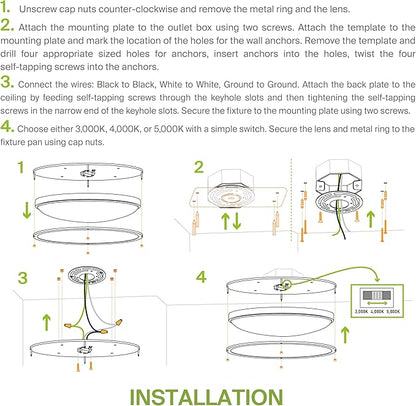 ASD LED 32" Oval Flush Mount Lighting, Close to Ceiling Light Fixture | 3CCT, Dimmable, Energy Star, ETL Listed | 45W 3750LM 3000-5000K 100-277V | Low Profile Double Ring Lamp | Dark Bronze