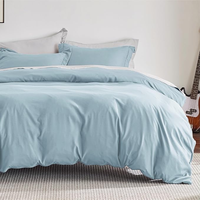 Bedsure Duvet Cover King Size - Soft Double Brushed Bedding Set for Kids & Adults, Zipper Closure, 3 Pieces, Includes 1 Duvet Cover (104"x90") & 2 Pillow Shams, NO Comforter, Winter Sky