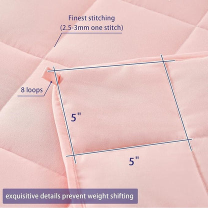 yescool Weighted Blanket for Adults (25 lbs, 88” x 104”, Pink) Cooling Heavy Blanket for Sleeping Perfect for 240-260 lbs, King Size Breathable Blanket with Premium Glass Bead