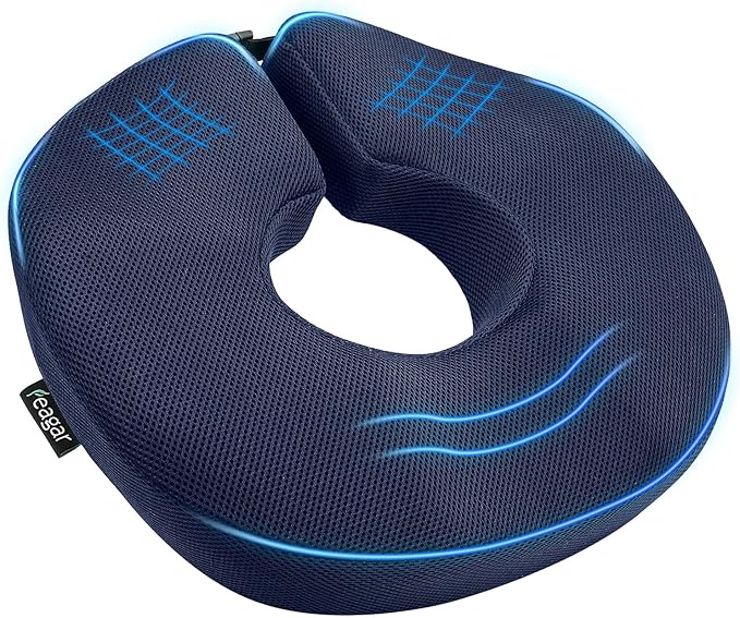 Feagar Donut Pillow Seat Cushion, X Large Memory Foam Hemorrhoid Pillow for Tailbone Pain, Sciatica & Pressure Sores Relief, Adjustable Design for Pregnancy, Postpartum, Surgery Recovery, Office Chair
