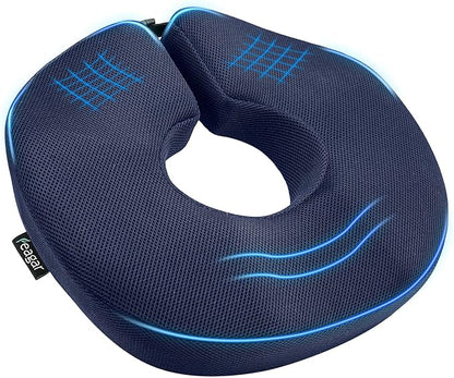 Feagar Donut Pillow Seat Cushion, X Large Memory Foam Hemorrhoid Pillow for Tailbone Pain, Sciatica & Pressure Sores Relief, Adjustable Design for Pregnancy, Postpartum, Surgery Recovery, Office Chair