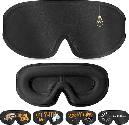 Funny 3D Zero Pressure Sleep Eye Mask for Men Women Side Sleeper, Adjustable Blackout Soft Breathable Eye Masks for Travel Nap Night Sleep, Humorous Gift Stocking Stuffers (Light)