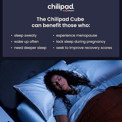 Chilipad Cube Bed Cooling System - Cooling & Heating Mattress Topper, Custom Bed Temperature, Cool Sleep Enhancement, Temp Range of 60-115°F, ME Half Cal King Bedsize (36" W x 84" L), Model CP508