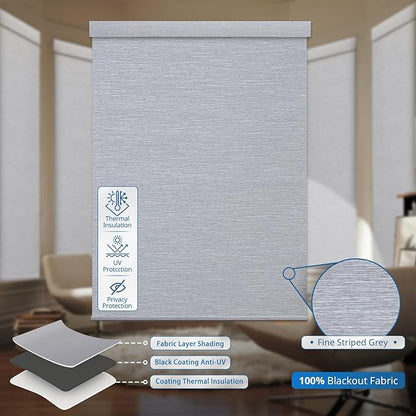 Motorized Blinds for Windows - Hapadif Roller Window Shades with Remote, No-Drill Installation, Cordless Automatic Blinds, Blackout Electric Blinds, Adjustable Height, Easy to Use (Grey, 23 x 72)