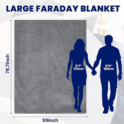 Preboun 78.74 x 59.06 Inch Large Faraday Blanket for Pregnant Babies, Emf Blanket Protection 5 G, Bluetooth, Phone Towers, Two Sides Using for Beds Couches Travel (Flannel, Grey)