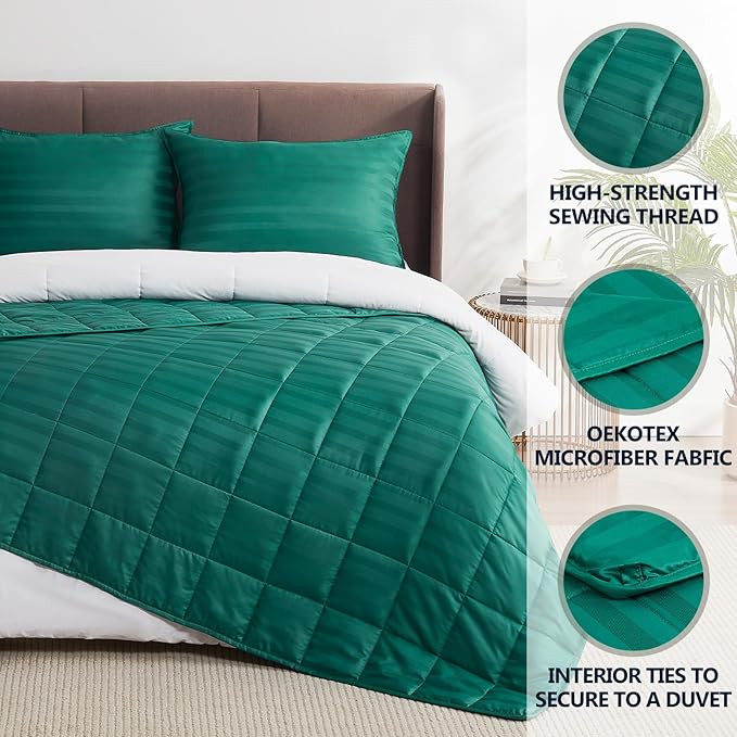 Weighted Blanket Queen Size (60"x80" 15lbs),Ultra Soft and Cozy Cooling Weighted Blanket Queen Size for Adult,Heavy Blanket with Machine Washable Soft Blanket, Green