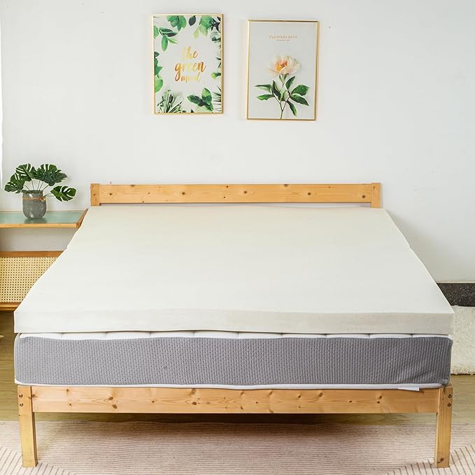 Greaton, 3-Inch Copper-Infused Memory Foam Mattress Toppers, Cooling and Pressure Relieving with Airflow Design, King, Beige