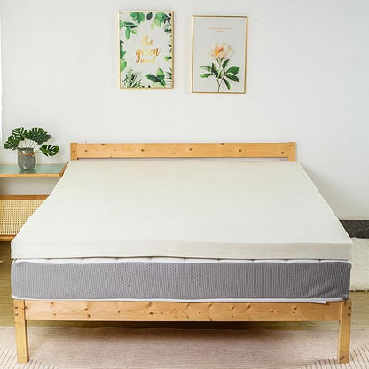 Greaton, 3-Inch Copper-Infused Memory Foam Mattress Toppers, Cooling and Pressure Relieving with Airflow Design, Twin, Beige