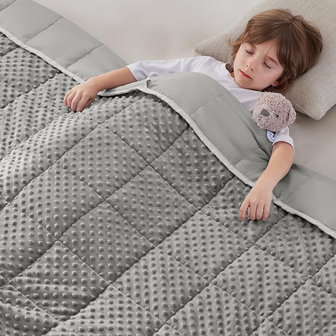 anfie Weighted Blanket Kids(36"x48" 5lbs) Weighted Blanket Cooling Blanket for Sleeping,Throw Size Breathable Blanket with Premium Glass Bead(Grey)