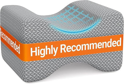 BlissTrends Memory Foam Knee Pillow, Knee Pillow for Side Sleepers, Leg Pillows for Sleeping Blood Circulation, Elevation Pillow for Spine Aligning, Sciatica, Hip, Knee, Ankle Pain, Grey, Medium