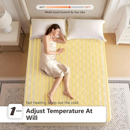 Wapaneus Diamond Qquilted Heated Mattress Pad Twin Size 10 Heat Settings with 1-12 Hours Timer Auto Off,Deep Pocket Fits up to 18",Microfiber Bed Warmer,ETL Listed Machine Washable,39"x75"