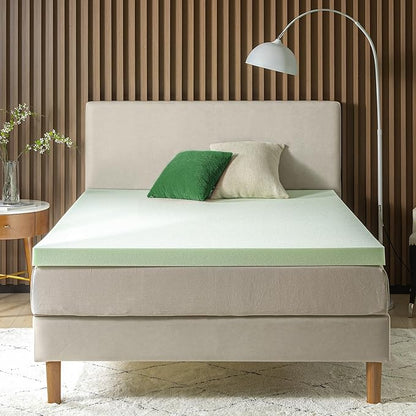ZINUS 3 Inch Green Tea Memory Foam Mattress Topper, Dorm Bedding, Pressure-Relieving Layer, Ideal for Back Pain Relief, Compact WONDERBOX Packaging, CertiPUR-US Certified, Twin