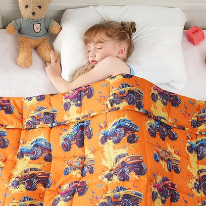 yescool Truck Car Weighted Blanket 5 Pounds Cooling Weighted Lap Blanket, Heavy Blanket for Sleeping, Breathable Weighted Throw Blanket Gift for 40-60lbs, 36"x48"