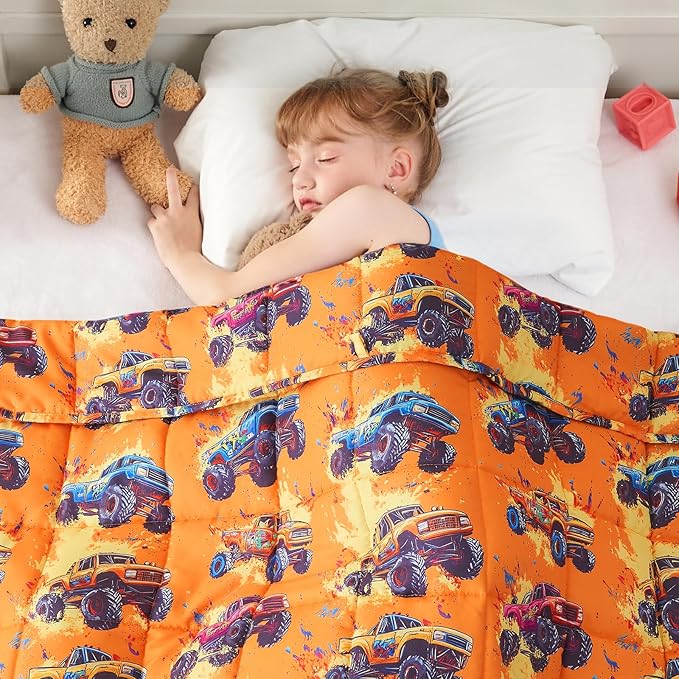yescool Truck Car Weighted Blanket 10 Pounds Cooling Twin Weighted Lap Blanket, Heavy Blanket for Sleeping, Weighted Throw Blanket Gift for 80-110lbs, 40"x60"
