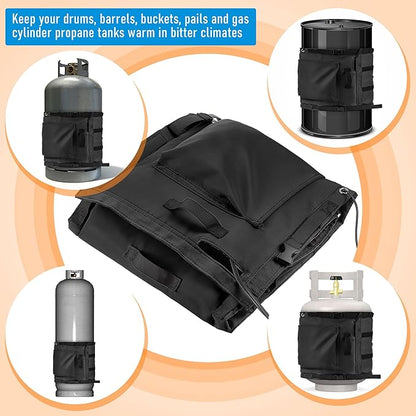 1 Pack Propane Tank Heater Blanket Gas LP Cylinder Tank Heater with Thermostat Controller Adjustment 41-122 °F and Timer Function, Propane Buckets Warmer Blanket Fit for 5-40LB Tanks (Black)