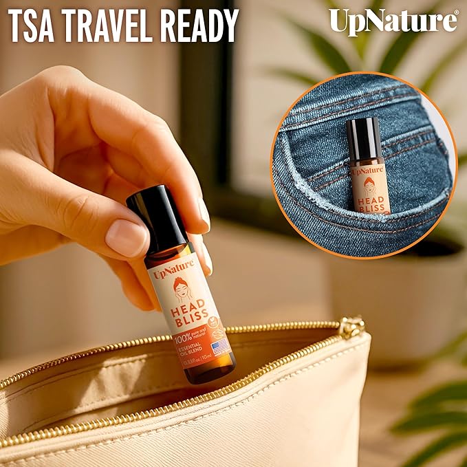 UpNature Head Bliss Essential Oil Roll On - Soothing Migraine Comfort Aromatherapy with Instant Cooling Effect - Nurse Essentials Gifts Roller