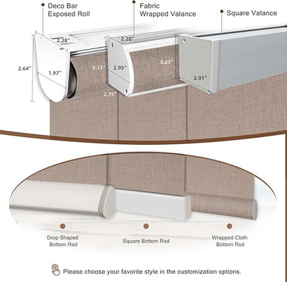 Motorized Blinds Roller Shade with Remote: Canisteo Automatic Smart Blind for Windows 100% Blackout, Electric Blinds Compatible with Alexa/Google Home/Apple Homekit, Customized Size, Neat Light Brown