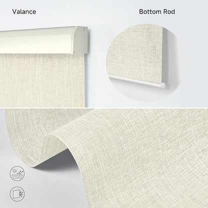 Motorized Light Filtering Roller Shades with Remote Control, Electric Smart Shades Compatible with Alexa and Google, Rechargeable, Customizable Size (Textured Beige)