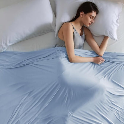 Bedsure Light Blue Cooling Blanket King Size for Hot Sleepers - Summer Cold Blanket for King Size Bed with Rayon Derived from Bamboo, Ice Cool Cold Arc-Chill Thin Summer Bedding Essentials, 108x90