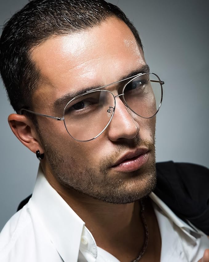 Cyxus Davos French Ma-con Style Aviator Glasses Blue Light Blocking Eyeglasses for Computer UV Protection Anti Eyestrain 8805