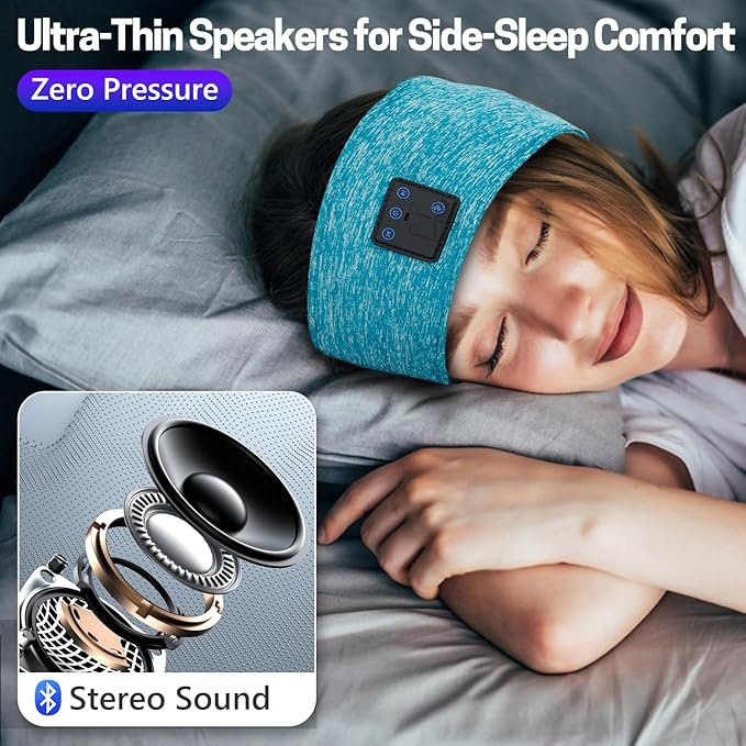 Aurya Sleep Headphones Sports Wireless Bluetooth Headband for Side Sleeper, Bluetooth 5.4, with Ultra-Thin HD Stereo Speaker, Sleeping Headphone for Women Men Running Yoga Workout