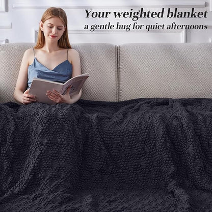 Knitted Weighted Blanket for Adult, Chunky Knit Weighted Throw for Sleep 80"*87" 20lbs, Cooling Breathable Machine Washable Heavy Blanket for Room Decor (Dark Grey, King)