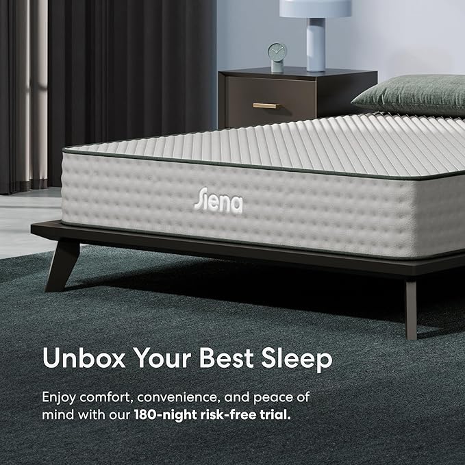 Siena 10” Cal King Hybrid Firm Mattress - Memory Foam & Innerspring System - 180 Night Trial - Premium Pressure-Relieving Layers - 10 Year Warranty - Mattress in a Box - CertiPUR-US Certified