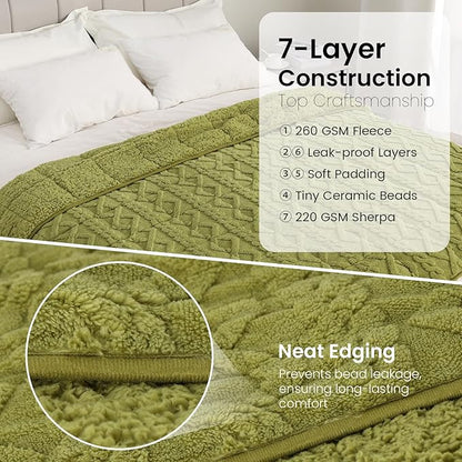 Drewin Weighted Blanket Twin Size 15 lbs, Cozy Jacquard Sherpa Weighted Blankets for Adults for Winter, Comfortable Sofa Bed Blanket for Sleeping Natural and Calming, 48 x 72 inches, Grass Green