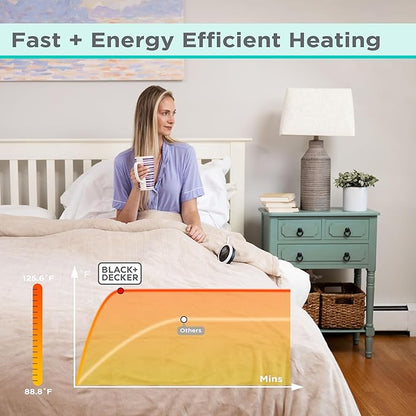 BLACK+DECKER Heated Blanket Electric Full, Micro Plush Electric Blanket, Heating Blanket with 10 Heating Levels, 10H Timer, Auto Shutoff, Fast Heating (84x90 inches, Grey)