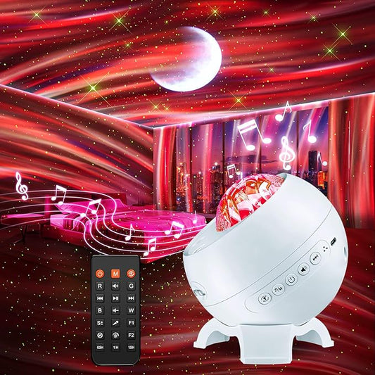 Sound Machine White Noise Machine for Sleeping, 15 Soothing Sounds & Bluetooth Speaker Aurora Light Projector, 15Colors White Noise Sound Machine for Sleep Therapy for Adults & Kids with Remote+Timer