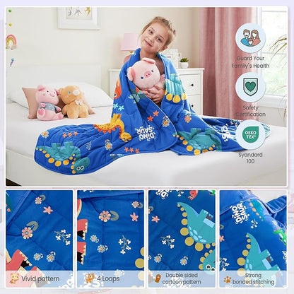 HOSUKKO Weighted Blanket - 3 lbs Blue Dinosaur Heavy Blanket - Breathable Blanket(36 * 48 inches, 3 lbs)