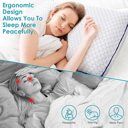 Memory Foam Pillows for Side, Back and Stomach Sleepers, Bed Pillow with Washable Cover and Breathable Mesh, Bed Pillow for Sleeping King Size (Grey)