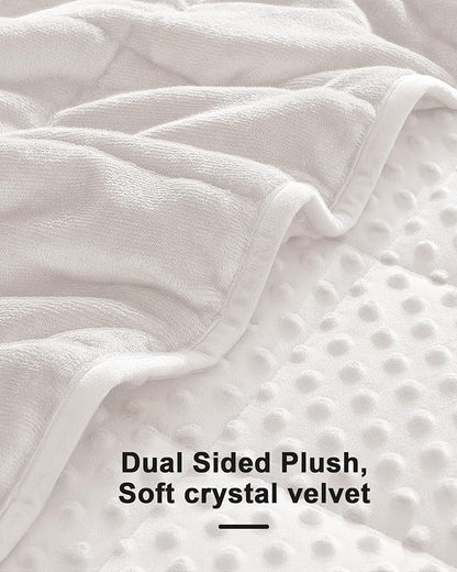 Weighted Blanket for Adults Twin Size 15 lbs, Soft Cooling Minky Dot Heavy Breathable Blanket for All-Season, Washable Weighted Throw with Glass Beads, 60 x 80 Inches, Cream