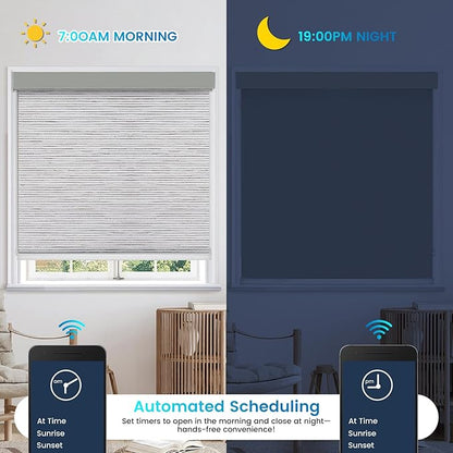 Motorized 100% Blackout Roller Shades – Custom Smart Blinds with Remote Control, Rechargeable Battery or Plug-in Motor, Tuya WiFi Optional, Home & Office Automatic Window Shades (Dove Gray/CH9426)