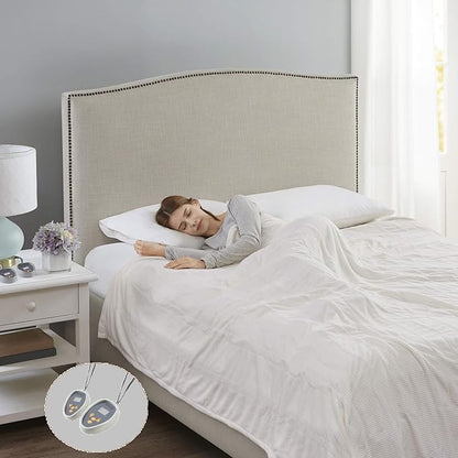 Beautyrest Electric Blanket Luxurious Micro Fleece Ultra Soft Ribbed Textured, Cozy and Snuggly Cover for Cold Weather, Fast Heating, Auto Shut Off, 20 Level Heat Setting Controller, Full, Ivory